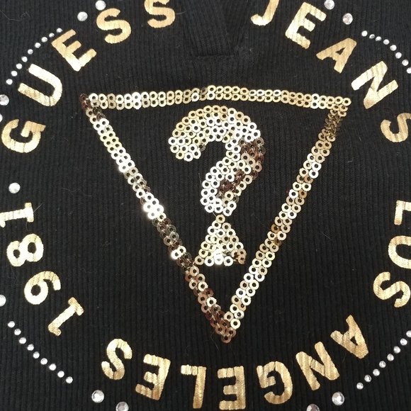 Guess TANK TOP sequin + metallic logo black/gold - Picture 3 of 7